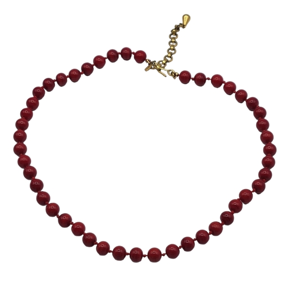 Jewelry Vintage Knotted Red Glass Bead Necklace With